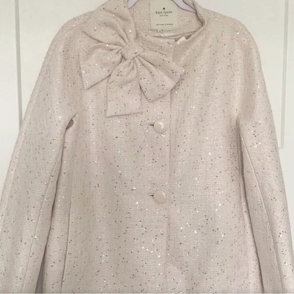 Kate Spade Dorothy Sequin bow neck coat size 10. - Picture 4 of 5